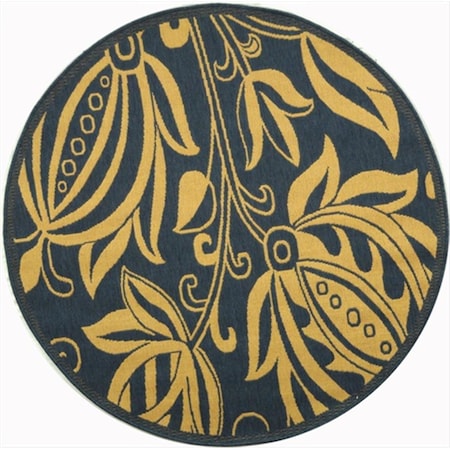 Safavieh 5 Ft. -3 In. X 5 Ft. -3 In. Round Indoor-Outdoor Courtyard- Blue And Natural- Machine Made Rug CY2961-3103-5R